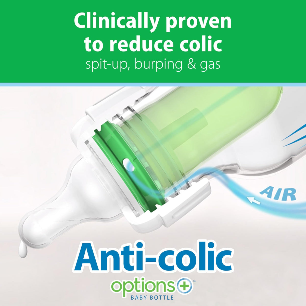 Dr. Brown's Anti-Colic Options+ Narrow Glass Baby Bottle, 8 oz/250 mL, with Level 1 Slow Flow Nipple, BPA-Free, 0m+, 1 Pack - Jansha Store
