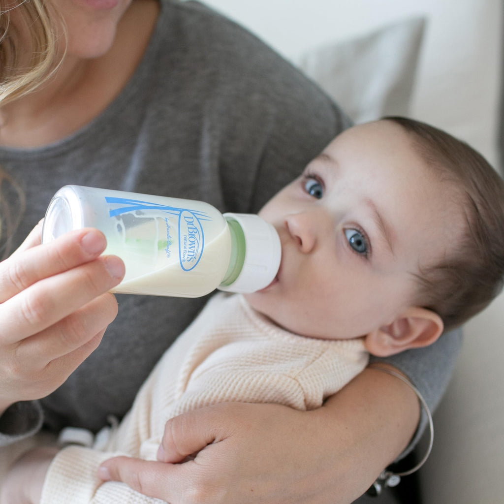 Dr. Brown's Anti-Colic Options+ Narrow Glass Baby Bottle, 8 oz/250 mL, with Level 1 Slow Flow Nipple, BPA-Free, 0m+, 1 Pack - Jansha Store