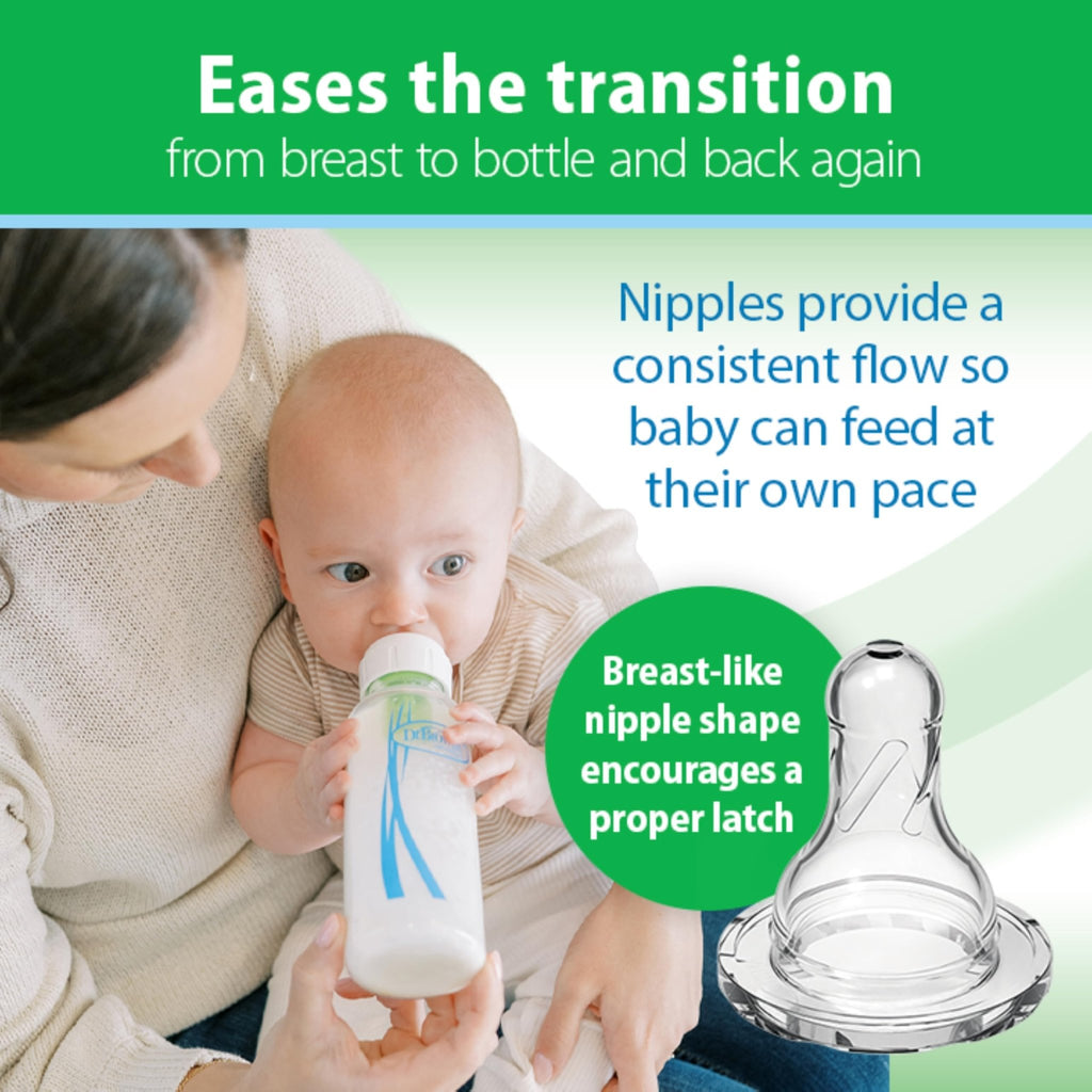 Dr. Brown's Anti-Colic Options+ Narrow Glass Baby Bottle, 8 oz/250 mL, with Level 1 Slow Flow Nipple, BPA-Free, 0m+, 1 Pack - Jansha Store