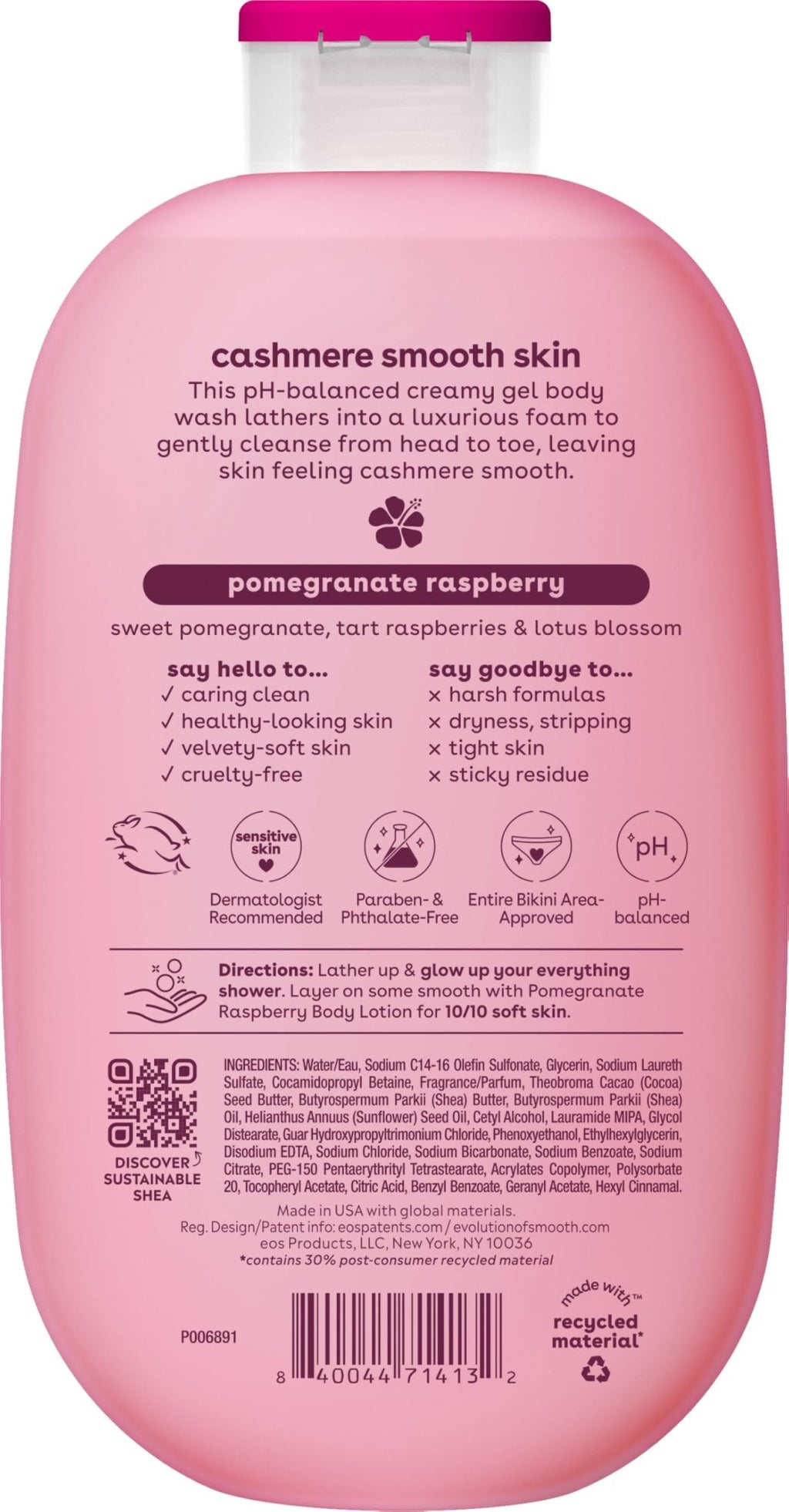 eos Cashmere Body Wash- Vanilla Cashmere, Creamy Gel with Shea Butter, 16 fl oz - Jansha Store