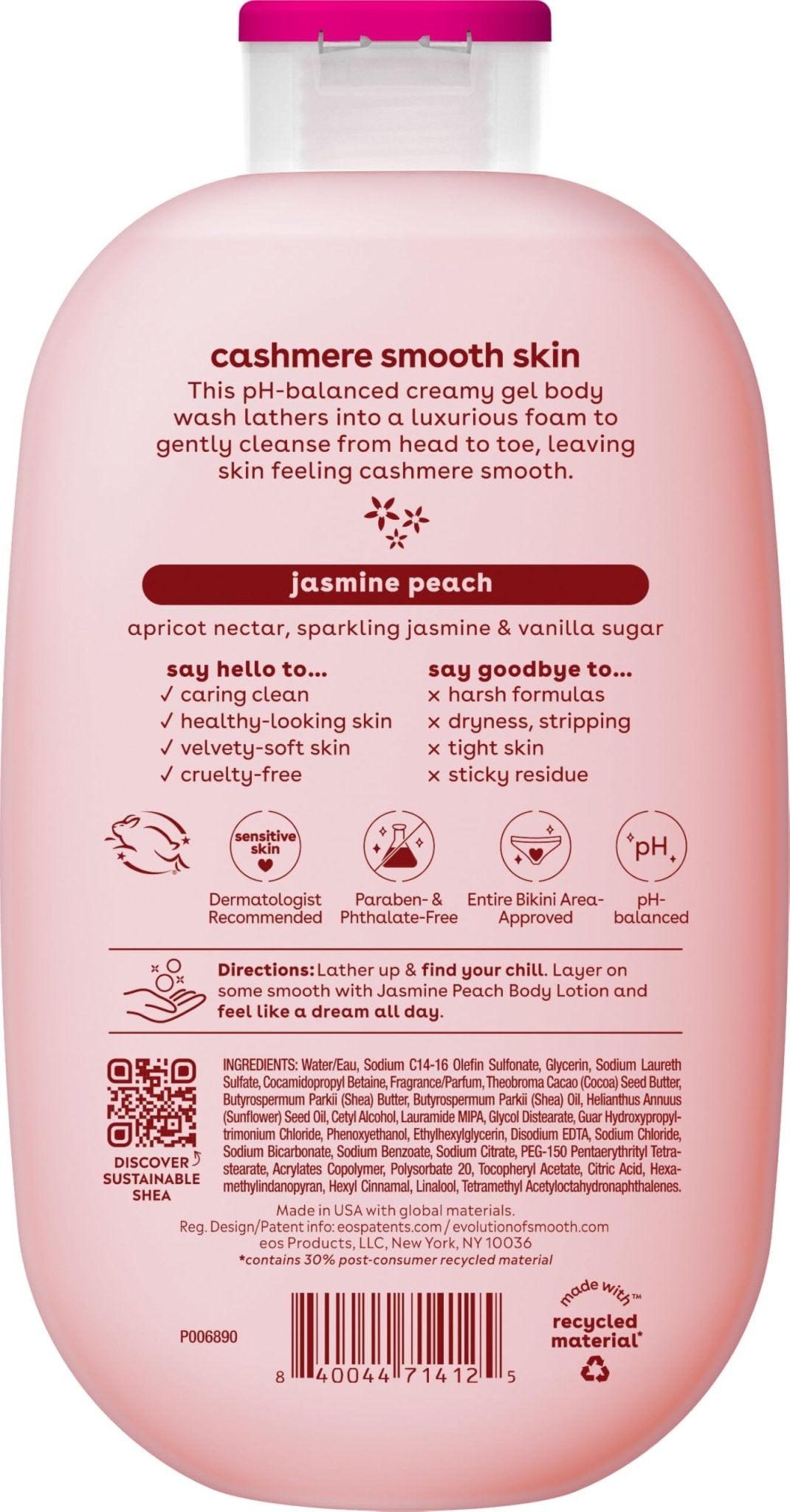 eos Cashmere Body Wash- Vanilla Cashmere, Creamy Gel with Shea Butter, 16 fl oz - Jansha Store