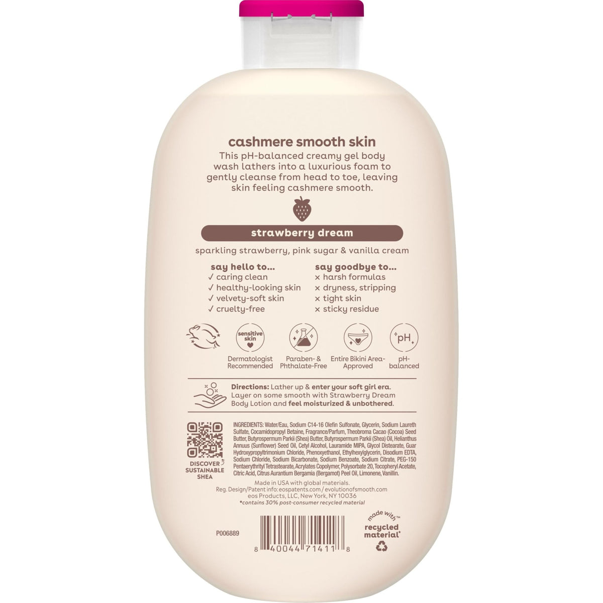 eos Cashmere Body Wash- Vanilla Cashmere, Creamy Gel with Shea Butter, 16 fl oz - Jansha Store
