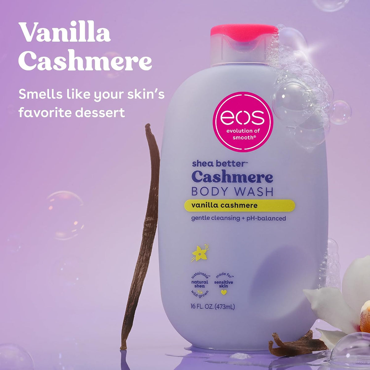 eos Cashmere Body Wash- Vanilla Cashmere, Creamy Gel with Shea Butter, 16 fl oz - Jansha Store