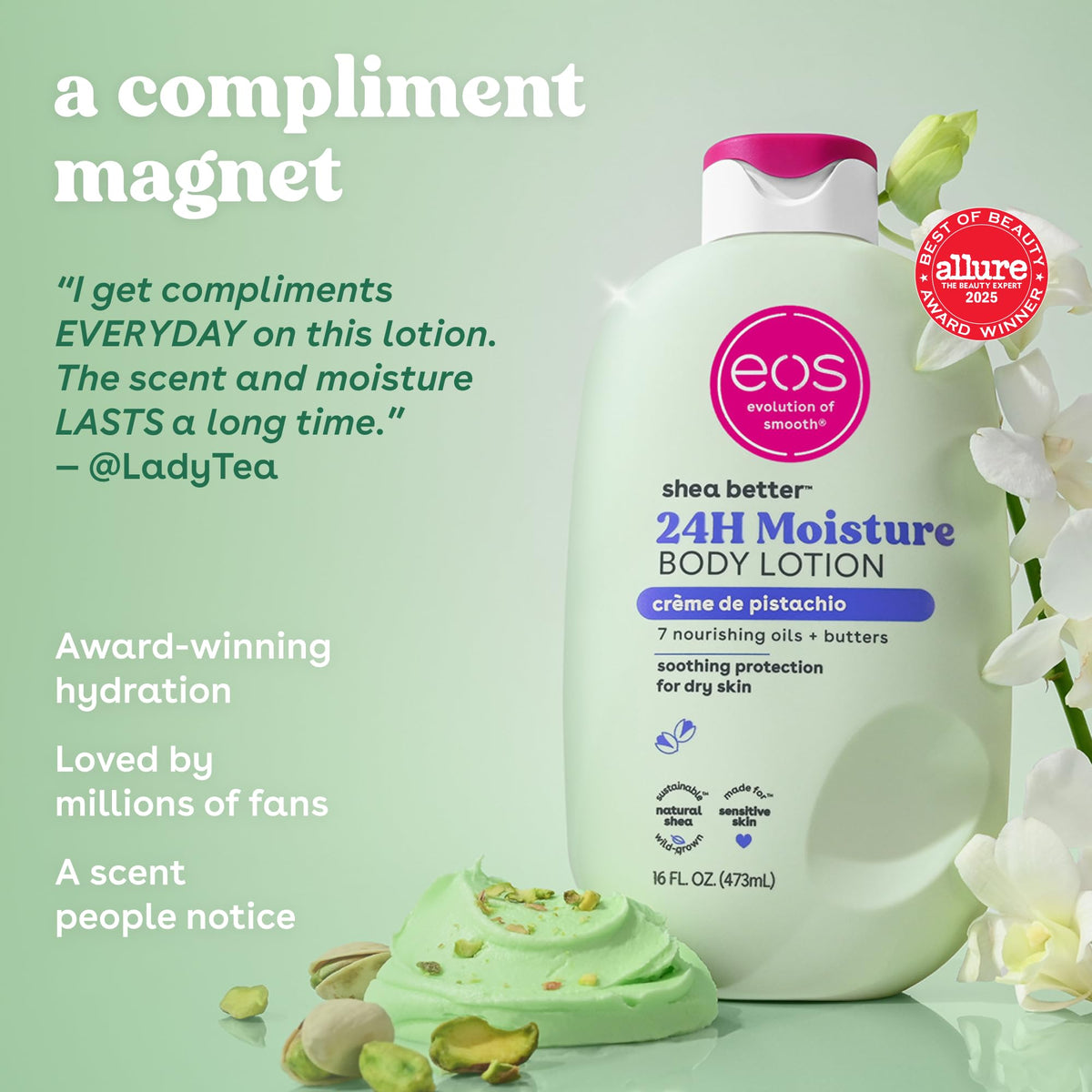 eos Shea Better Body Lotion- Vanilla Cashmere, 24-Hour Moisture, 16 fl oz - Jansha Store
