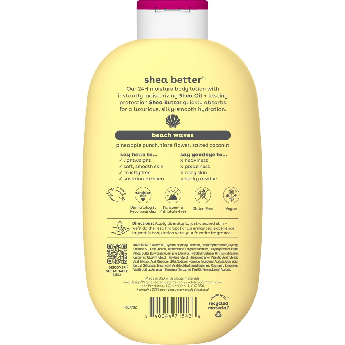 eos Shea Better Body Lotion- Vanilla Cashmere, 24-Hour Moisture, 16 fl oz - Jansha Store