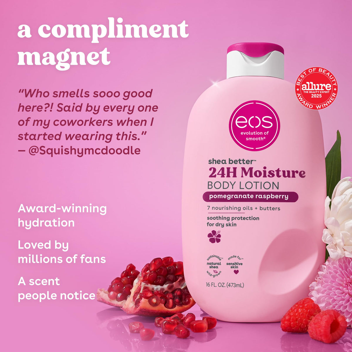 eos Shea Better Body Lotion- Vanilla Cashmere, 24-Hour Moisture, 16 fl oz - Jansha Store