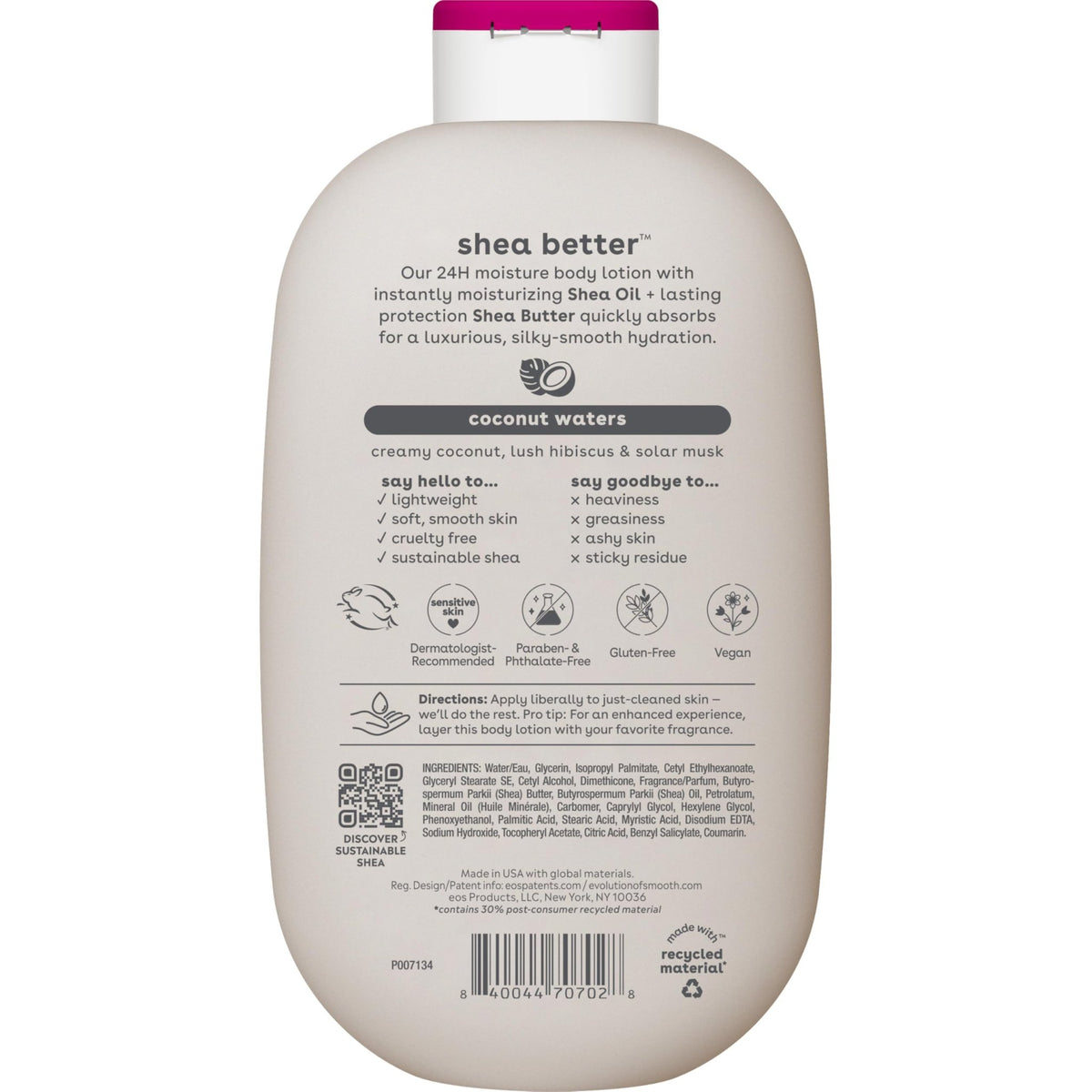 eos Shea Better Body Lotion- Vanilla Cashmere, 24-Hour Moisture, 16 fl oz - Jansha Store