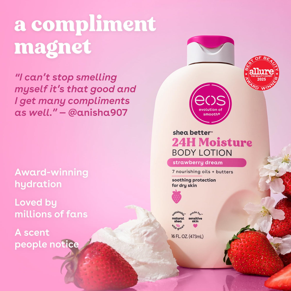 eos Shea Better Body Lotion- Vanilla Cashmere, 24-Hour Moisture, 16 fl oz - Jansha Store