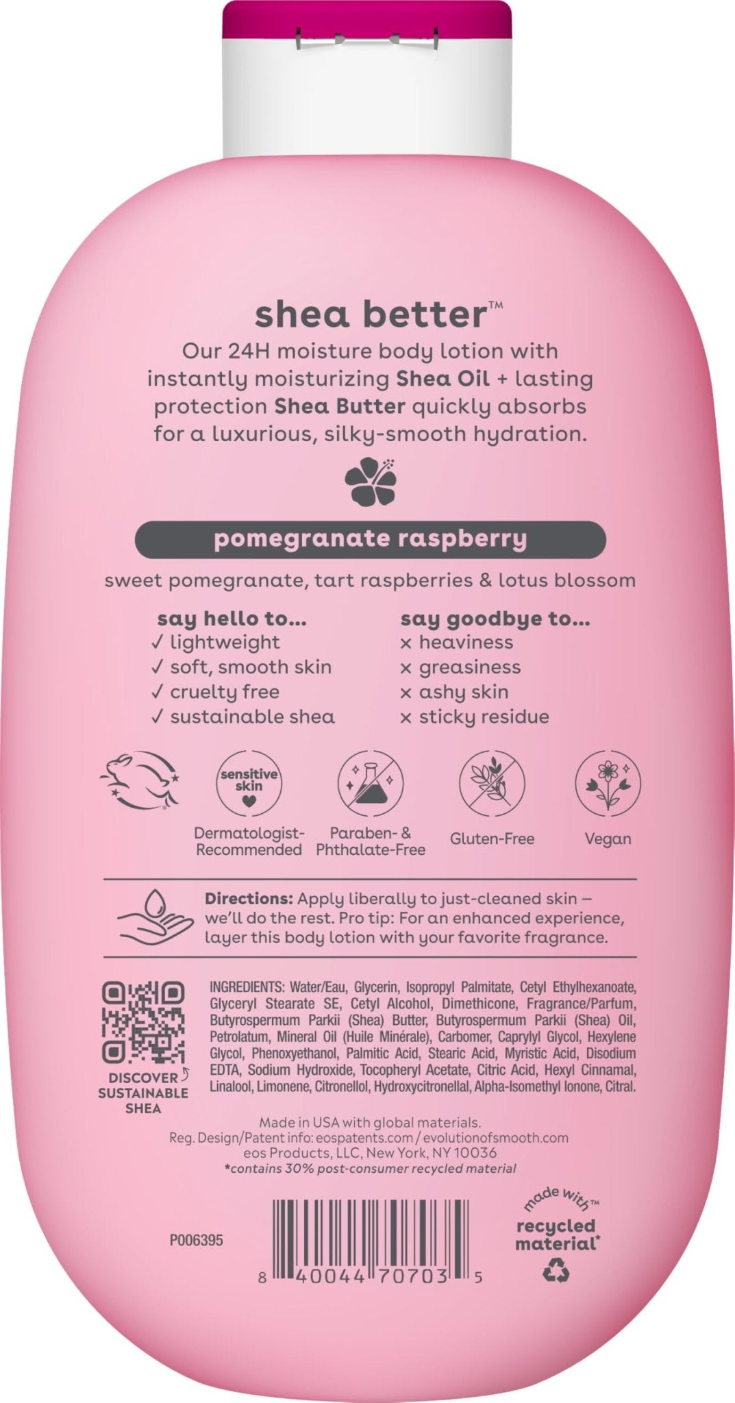 eos Shea Better Body Lotion- Vanilla Cashmere, 24-Hour Moisture, 16 fl oz - Jansha Store