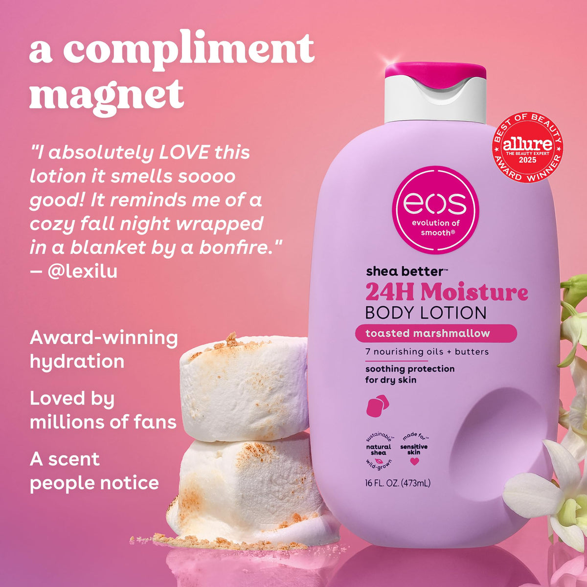 eos Shea Better Body Lotion- Vanilla Cashmere, 24-Hour Moisture, 16 fl oz - Jansha Store