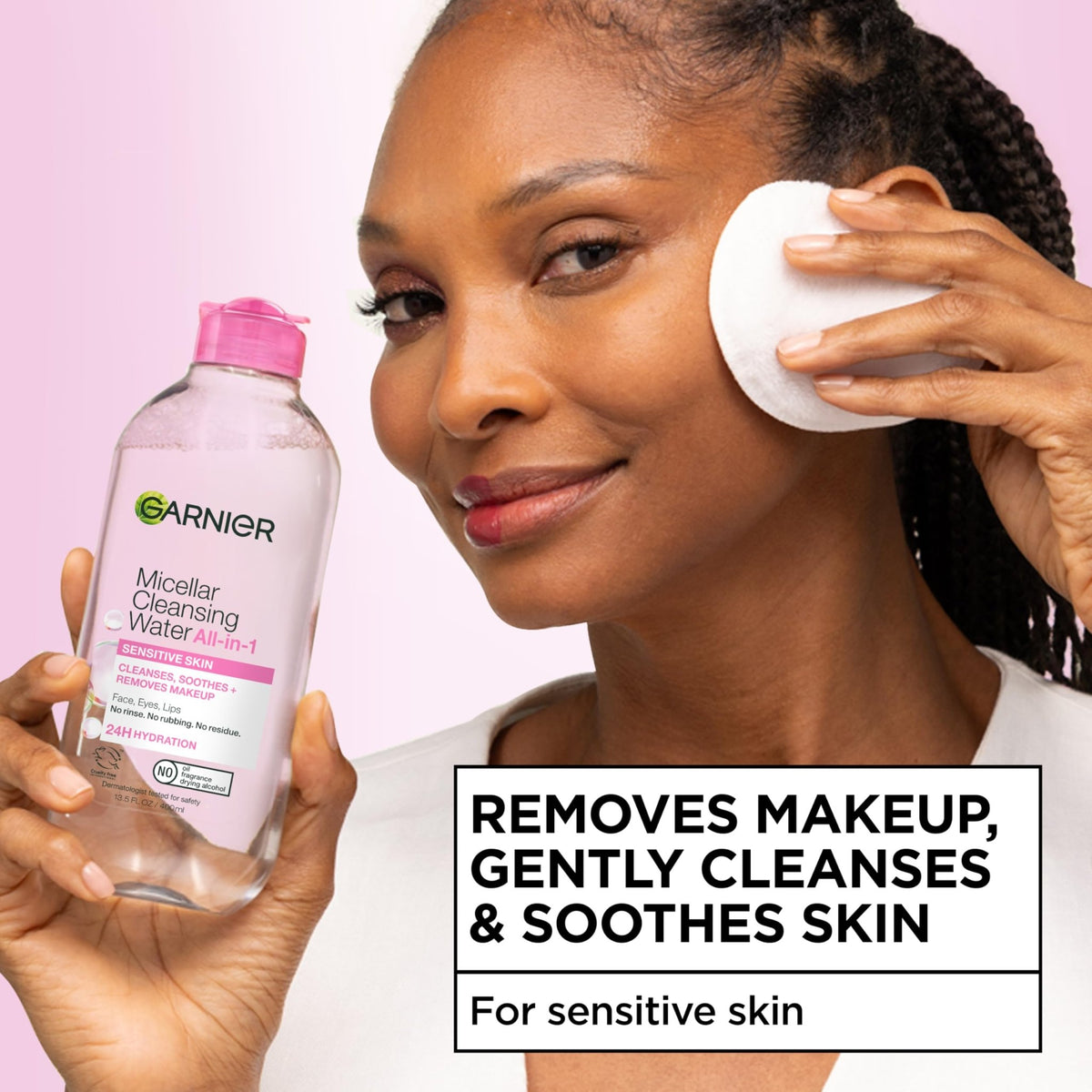 Garnier Micellar Water, Hydrating Facial Cleanser & Makeup Remover, Suitable for Sensitive Skin, Vegan, Cruelty Free, 13.5 Fl Oz (400mL), 1 Count - Jansha Store