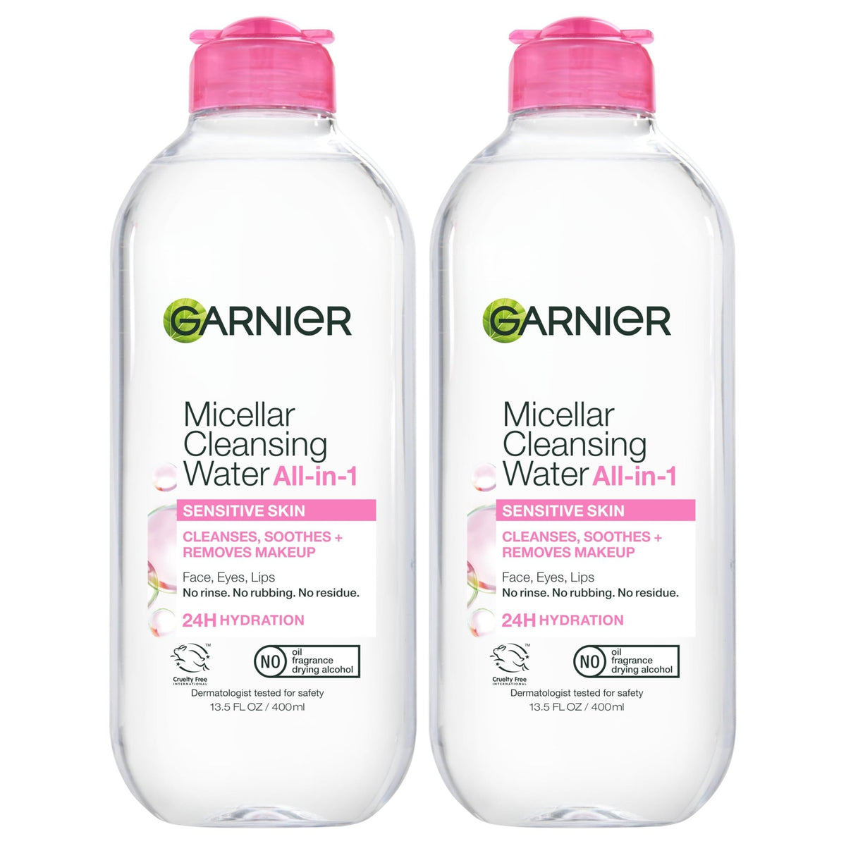 Garnier Micellar Water, Hydrating Facial Cleanser & Makeup Remover, Suitable for Sensitive Skin, Vegan, Cruelty Free, 13.5 Fl Oz (400mL), 1 Count - Jansha Store