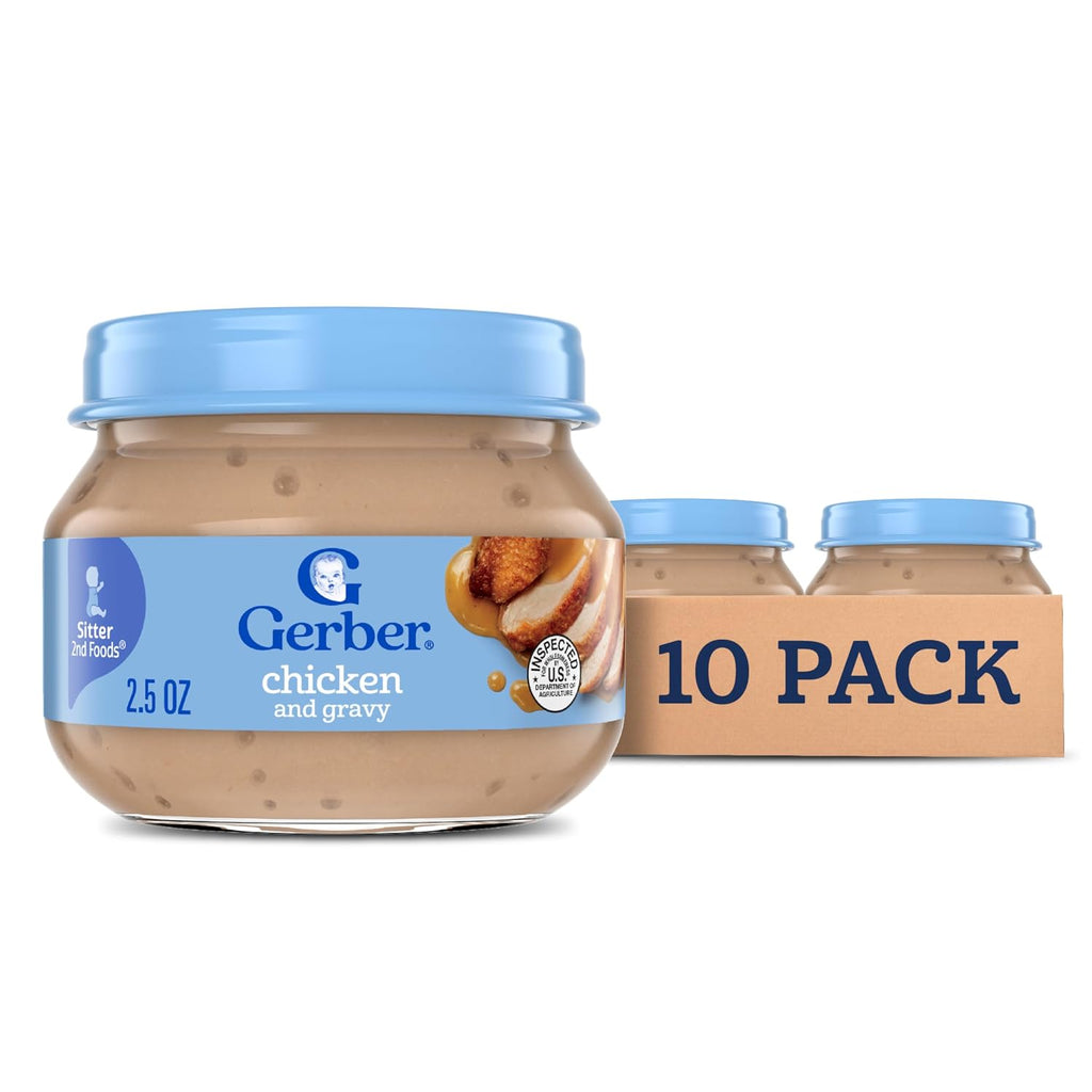 Gerber Stage 2 Chicken and Gravy Baby Food, 2.5 Oz, 10 Pack - Jansha Store