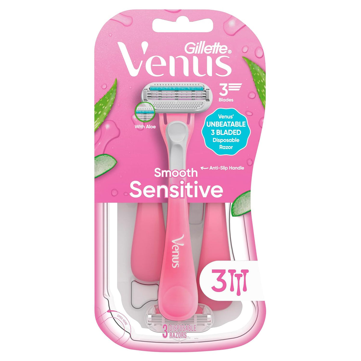Gillette Venus Sensitive Women's Disposable Razors - Single Package of 3 Razors - Jansha Store