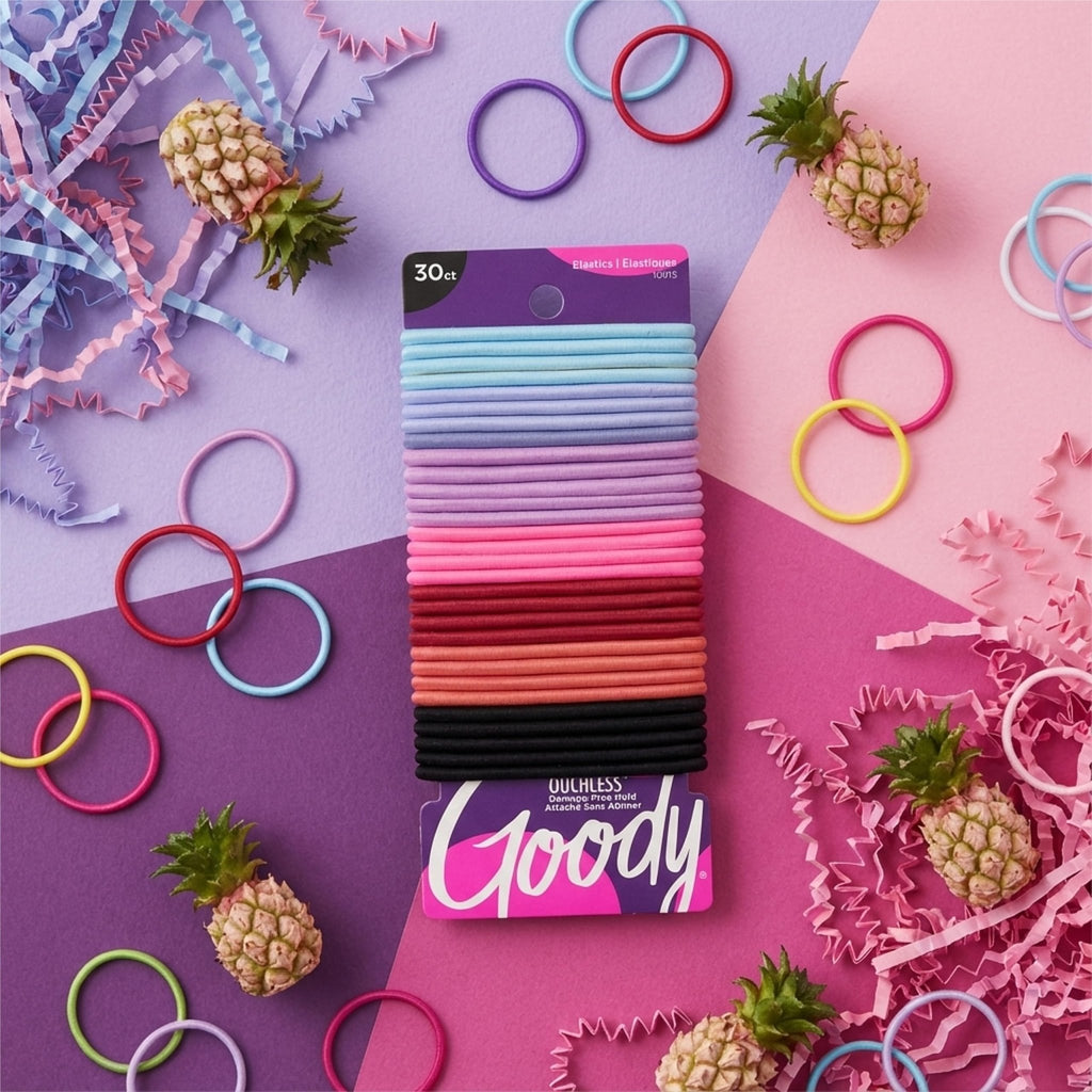Goody Ouchless Elastic Hair Ties, 30 Ct, Brown, 4MM Rubber Bands, Pain-Free - Jansha Store
