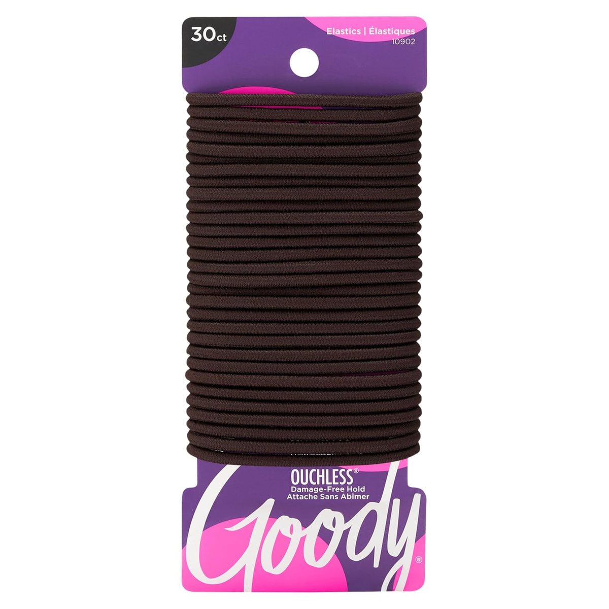 Goody Ouchless Elastic Hair Ties, 30 Ct, Brown, 4MM Rubber Bands, Pain-Free - Jansha Store