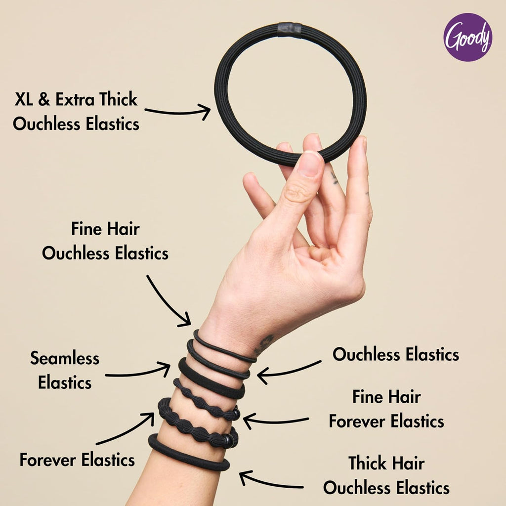 Goody Ouchless Elastic Hair Ties, 30 Ct, Brown, 4MM Rubber Bands, Pain-Free - Jansha Store