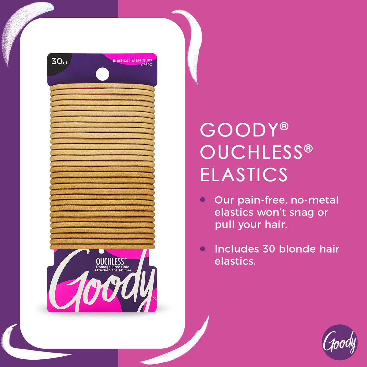 Goody Ouchless Elastic Hair Ties, 30 Ct, Brown, 4MM Rubber Bands, Pain-Free - Jansha Store