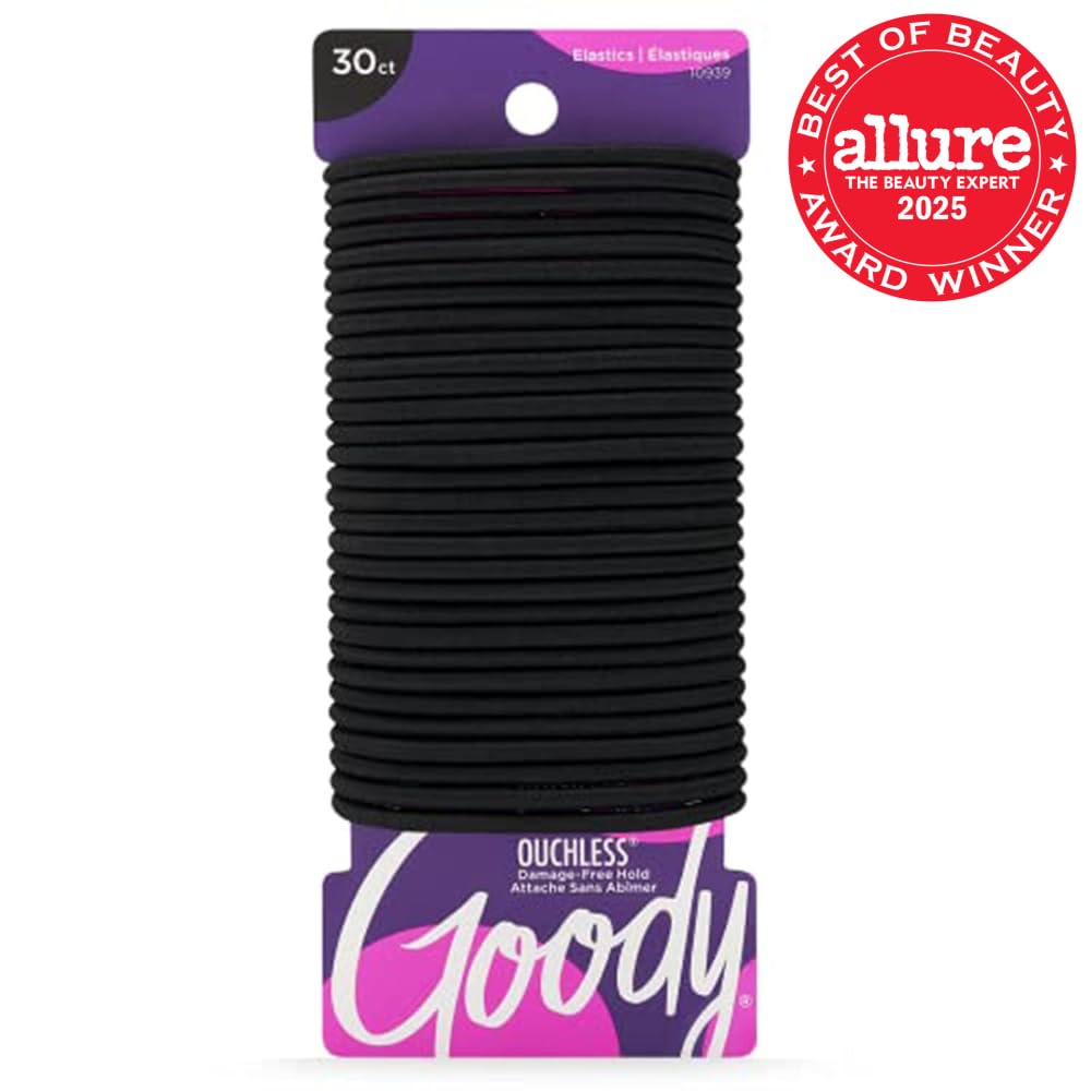 Goody Ouchless Elastic Hair Ties, 30 Ct, Brown, 4MM Rubber Bands, Pain-Free - Jansha Store