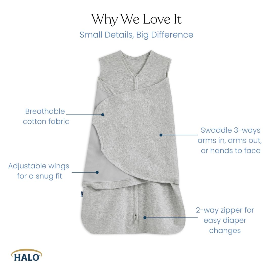 HALO SleepSack Swaddle | Cotton | 1.5 TOG | 6-12 lbs |Floral Stripe - Jansha Store