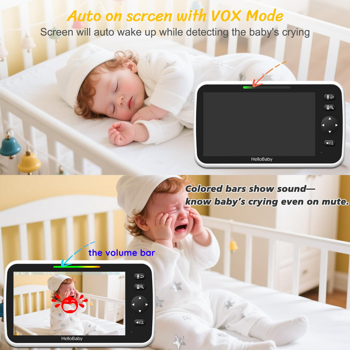 HelloBaby No WiFi Baby Monitor Camera and Audio HB6550, 5" Video Screen - Jansha Store