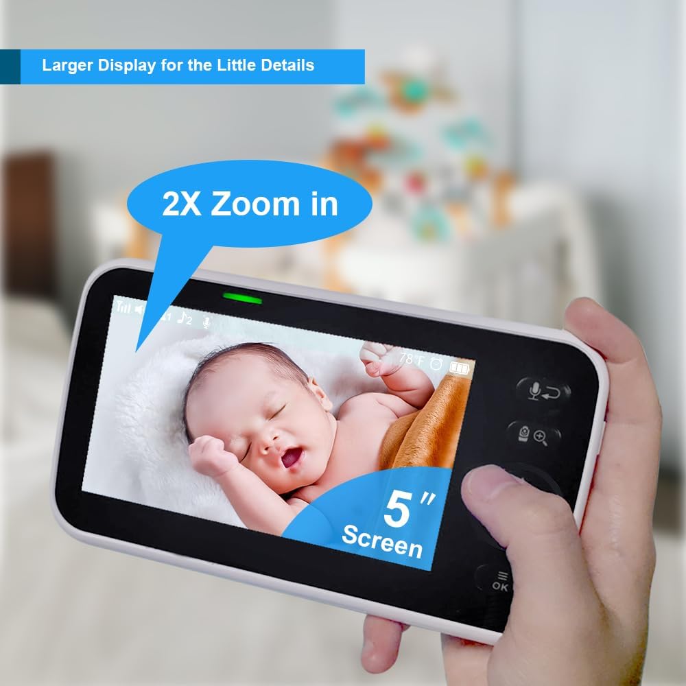 HelloBaby No WiFi Baby Monitor Camera and Audio HB6550, 5" Video Screen - Jansha Store