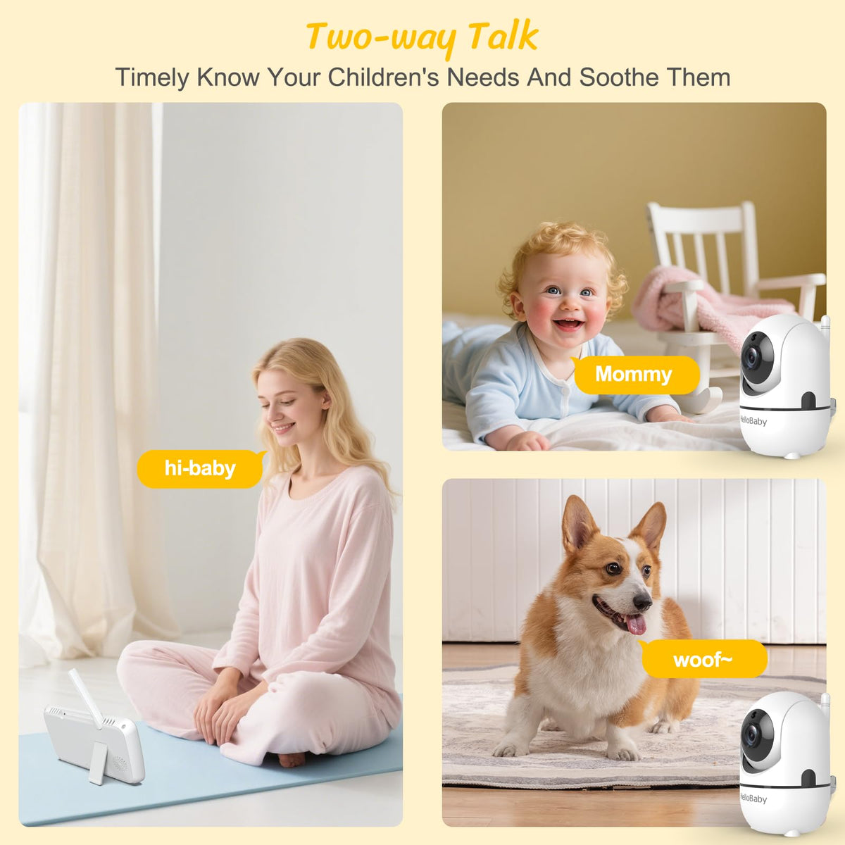 HelloBaby No WiFi Baby Monitor Camera and Audio HB6550, 5" Video Screen - Jansha Store