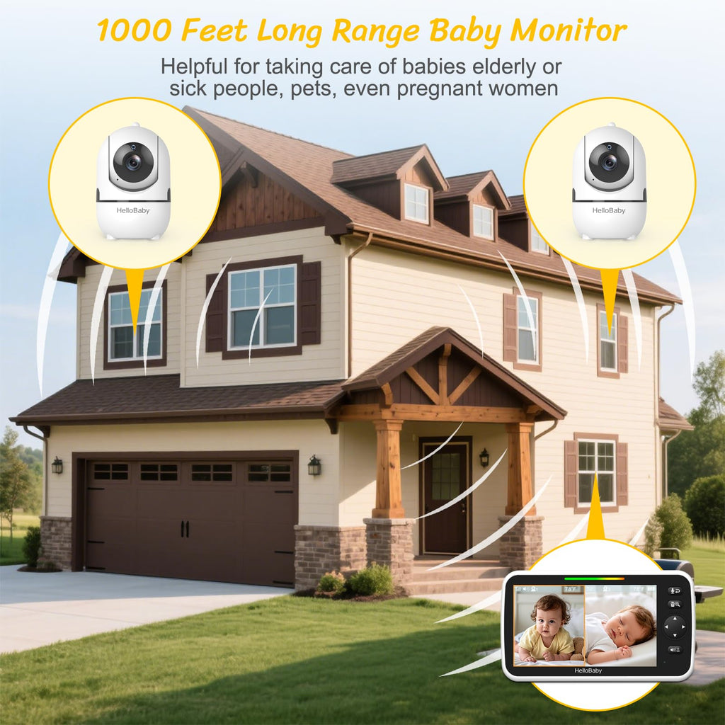 HelloBaby No WiFi Baby Monitor Camera and Audio HB6550, 5" Video Screen - Jansha Store