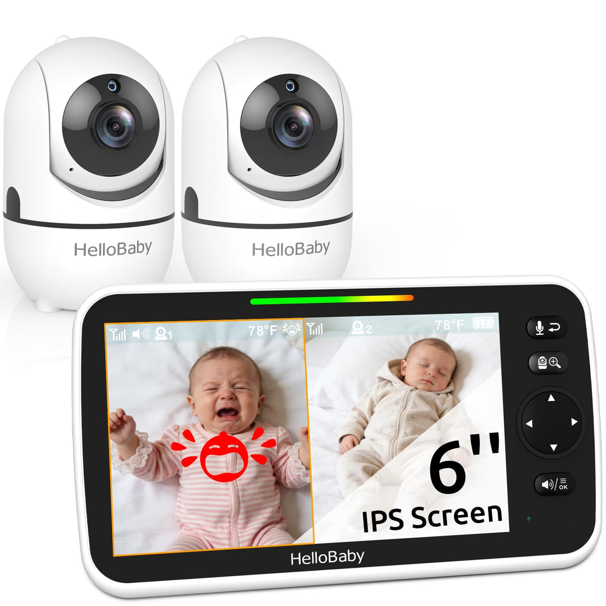 HelloBaby No WiFi Baby Monitor Camera and Audio HB6550, 5" Video Screen - Jansha Store