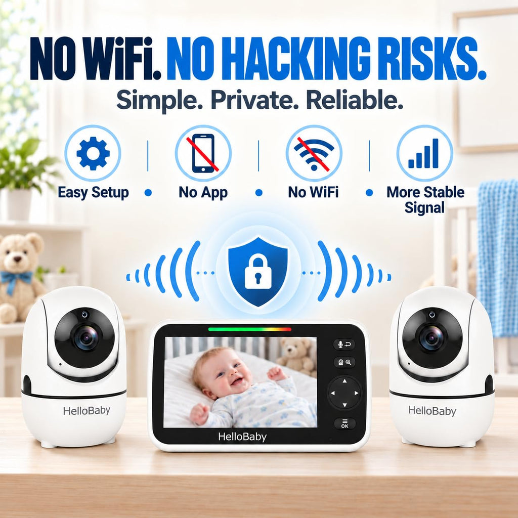 HelloBaby No WiFi Baby Monitor Camera and Audio HB6550, 5" Video Screen - Jansha Store