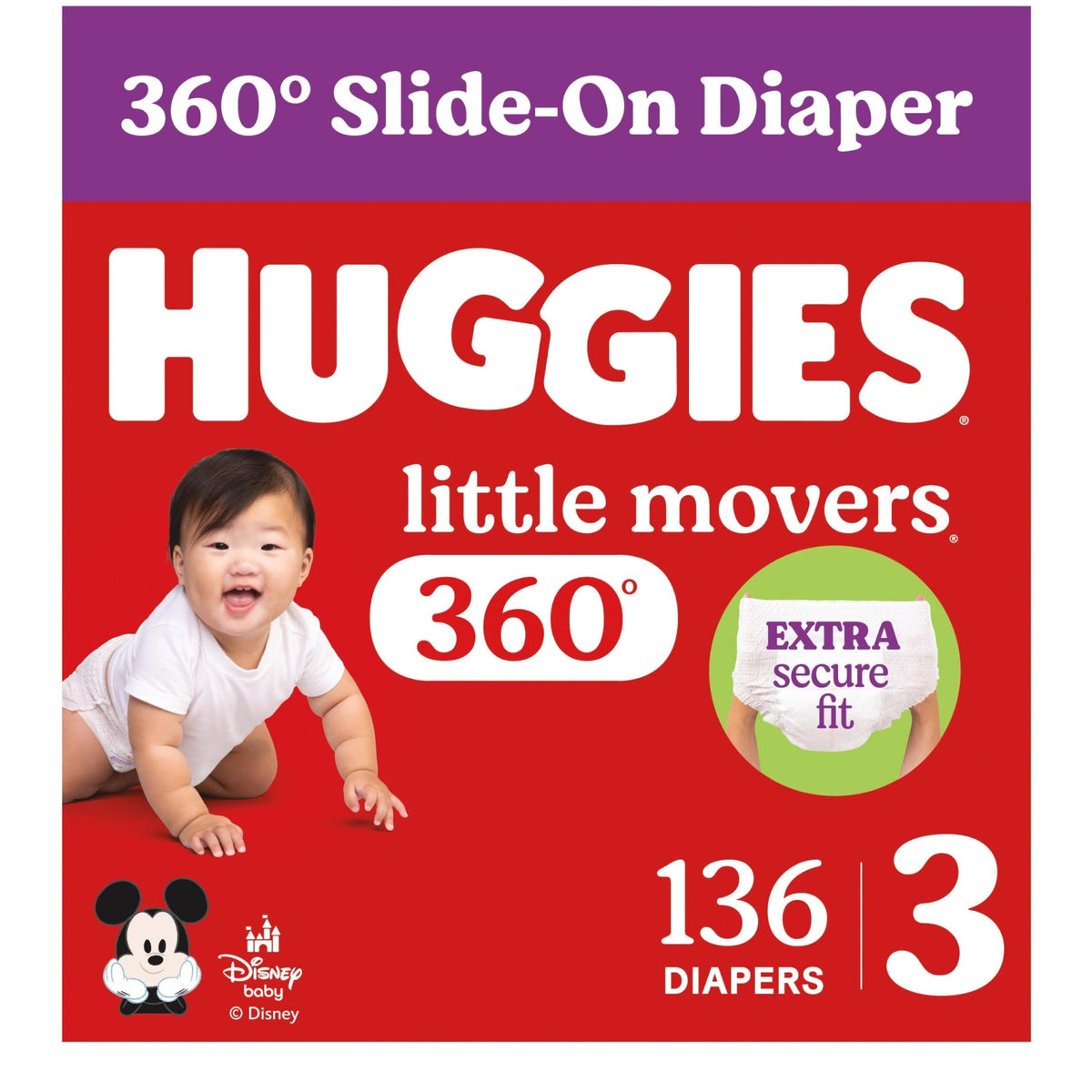 Huggies Little Movers HuggFit 360 Diapers Size 5, 128 Count (2 Packs of 64) - Jansha Store