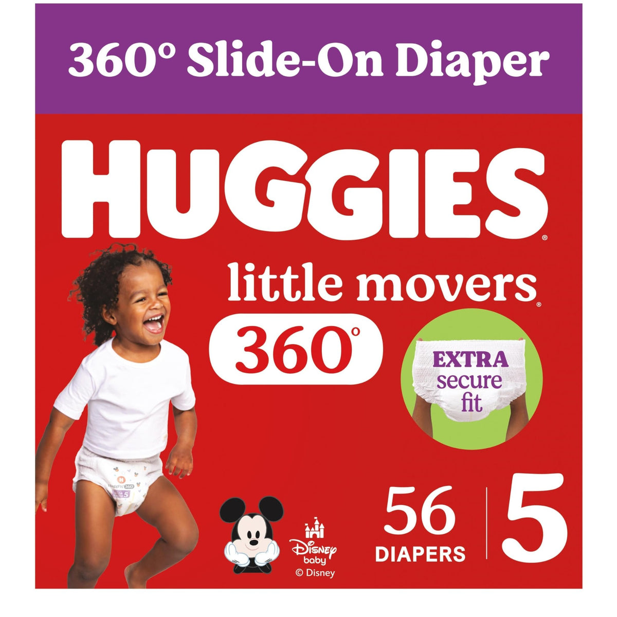 Huggies Little Movers HuggFit 360 Diapers Size 5, 128 Count (2 Packs of 64) - Jansha Store
