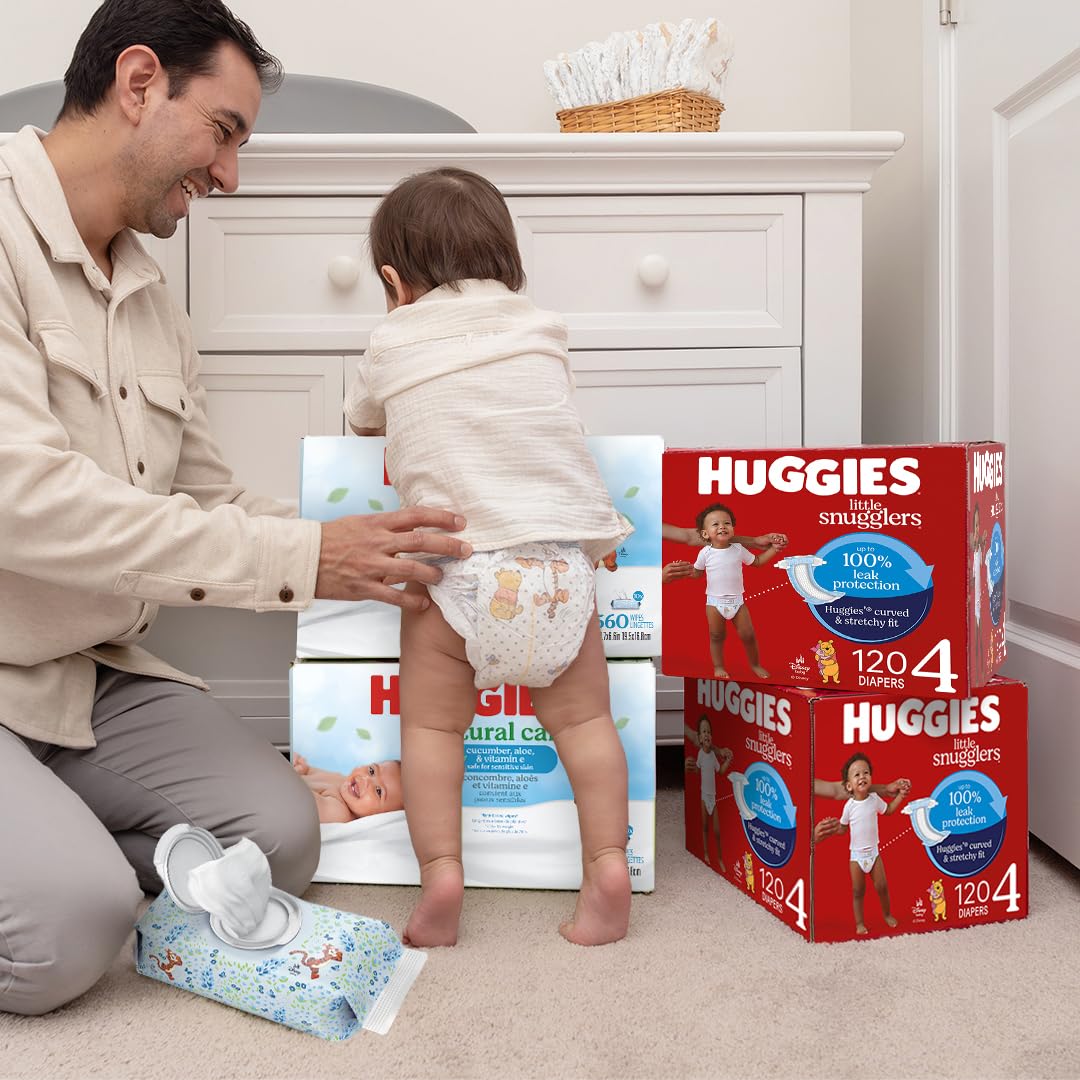 Huggies Natural Care Cucumber, Aloe and Vitamin E Baby Wipes, Hypoallergenic, Scented, 10 Flip-Top Packs (560 Wipes Total), Packaging May Vary - Jansha Store