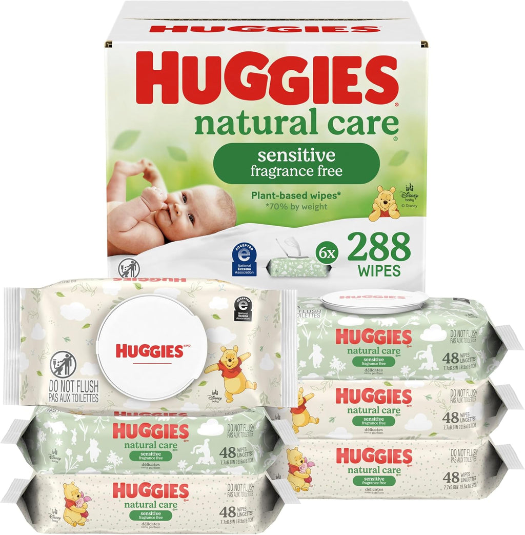 Huggies Natural Care Sensitive Baby Wipes, Unscented, 6 Packs, 288 Wipes - Jansha Store
