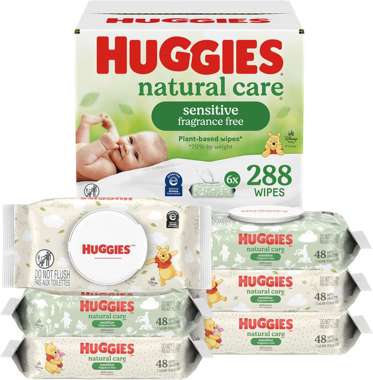 Huggies Natural Care Sensitive Baby Wipes, Unscented, 6 Packs, 288 Wipes - Jansha Store