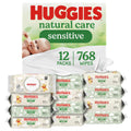 Huggies Natural Care Sensitive Baby Wipes, Unscented, Hypoallergenic, 99% Purified Water, 12 Flip-Top Packs (768 Wipes Total), Packaging May Vary - Jansha Store