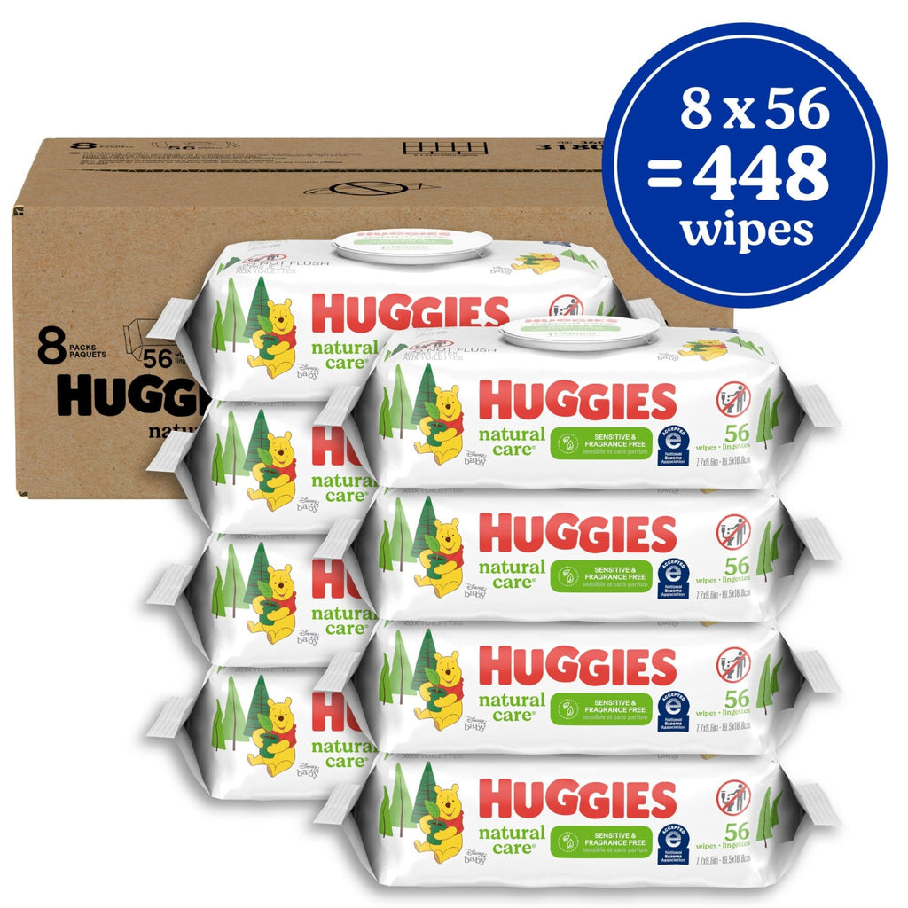 Huggies Natural Care Sensitive Baby Wipes, Unscented, Hypoallergenic, 99% Purified Water, 12 Flip-Top Packs (768 Wipes Total), Packaging May Vary - Jansha Store
