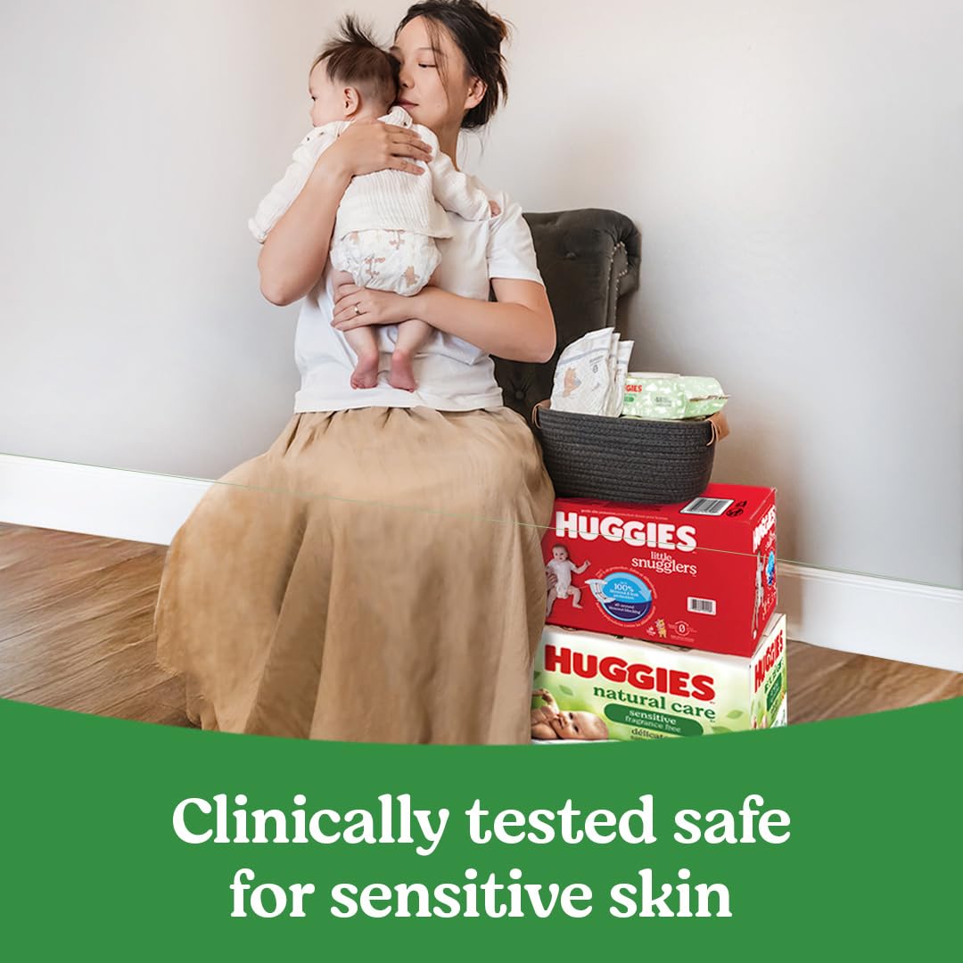 Huggies Natural Care Sensitive Baby Wipes, Unscented, Hypoallergenic, 99% Purified Water, 12 Flip-Top Packs (768 Wipes Total), Packaging May Vary - Jansha Store