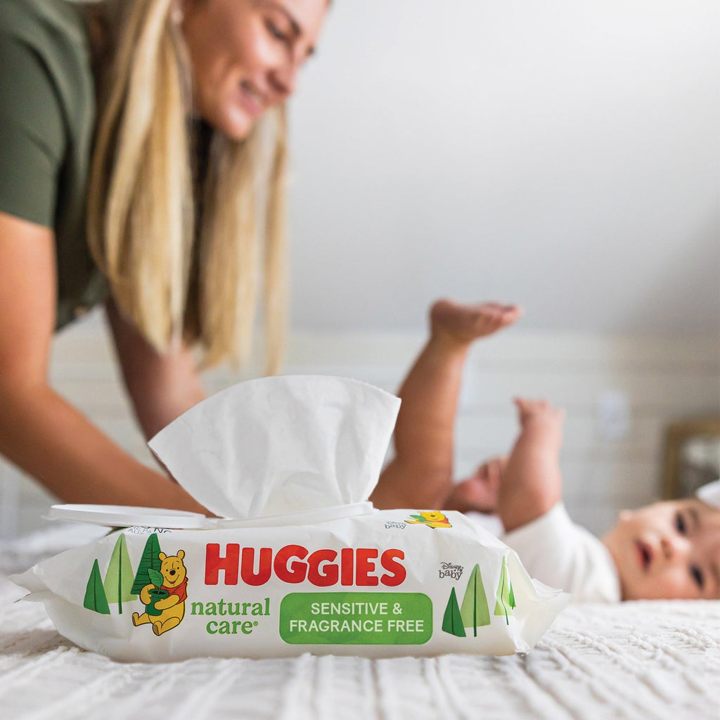 Huggies Natural Care Sensitive Baby Wipes, Unscented, Hypoallergenic, 99% Purified Water, 12 Flip-Top Packs (768 Wipes Total), Packaging May Vary - Jansha Store