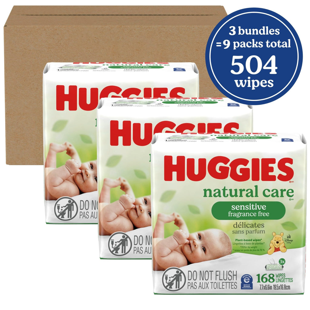 Huggies Natural Care Sensitive Baby Wipes, Unscented, Hypoallergenic, 99% Purified Water, 12 Flip-Top Packs (768 Wipes Total), Packaging May Vary - Jansha Store