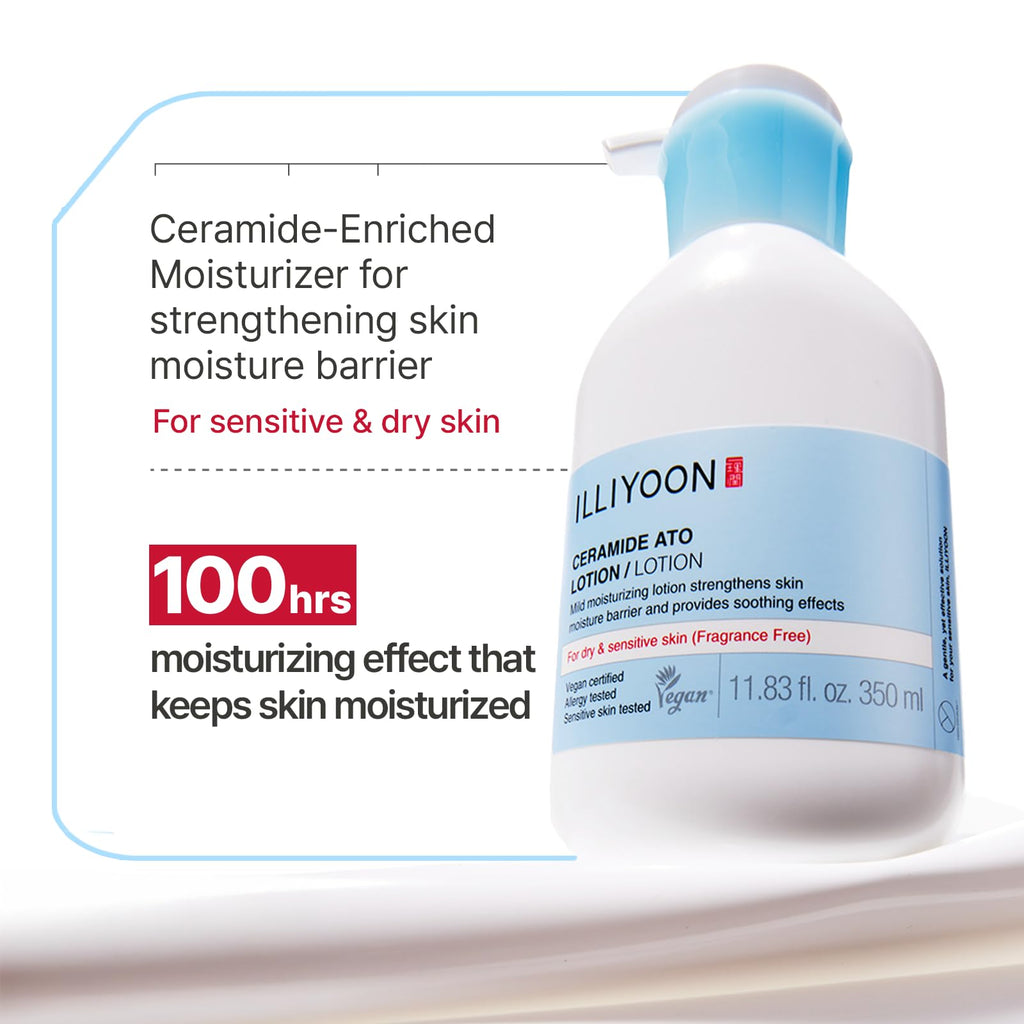 Illiyoon Ceramide Ato Lotion | Lightweight Moisturizer for Dry & Sensitive Skin, Barrier Repair for Face and Body, Mild for Babies, Vegan Certified, Korean Skincare, 2.29 fl.oz. - Jansha Store