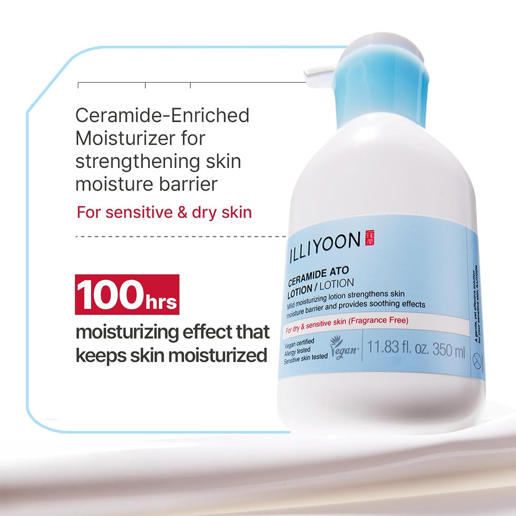 Illiyoon Ceramide Ato Lotion | Lightweight Moisturizer for Dry & Sensitive Skin, Barrier Repair for Face and Body, Mild for Babies, Vegan Certified, Korean Skincare, 2.29 fl.oz. - Jansha Store