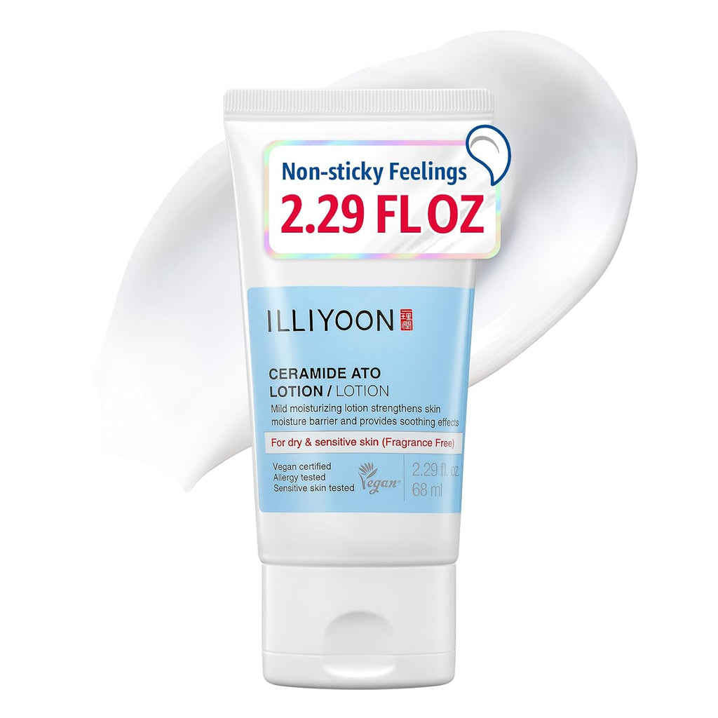 Illiyoon Ceramide Ato Lotion | Lightweight Moisturizer for Dry & Sensitive Skin, Barrier Repair for Face and Body, Mild for Babies, Vegan Certified, Korean Skincare, 2.29 fl.oz. - Jansha Store