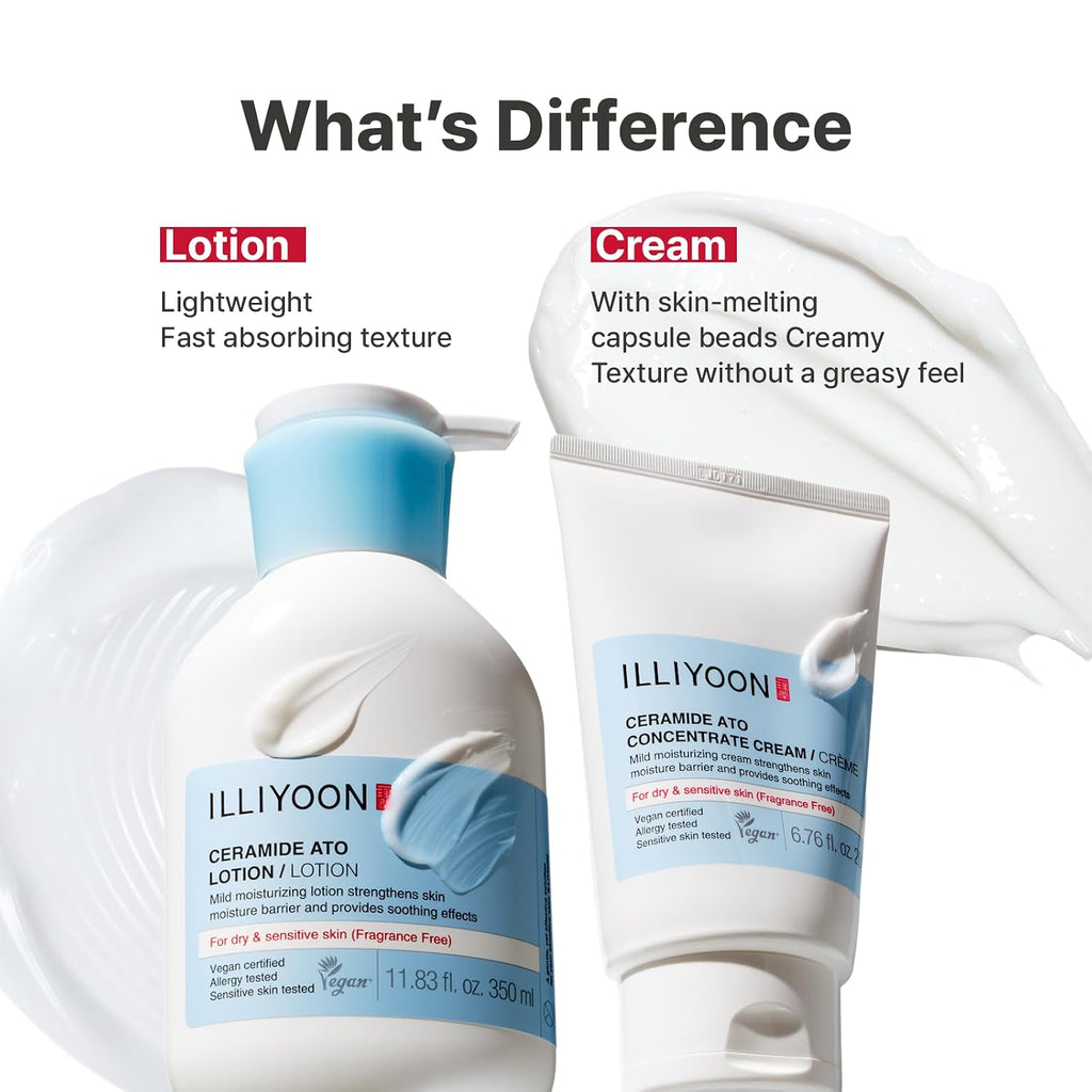 Illiyoon Ceramide Ato Lotion | Lightweight Moisturizer for Dry & Sensitive Skin, Barrier Repair for Face and Body, Mild for Babies, Vegan Certified, Korean Skincare, 2.29 fl.oz. - Jansha Store