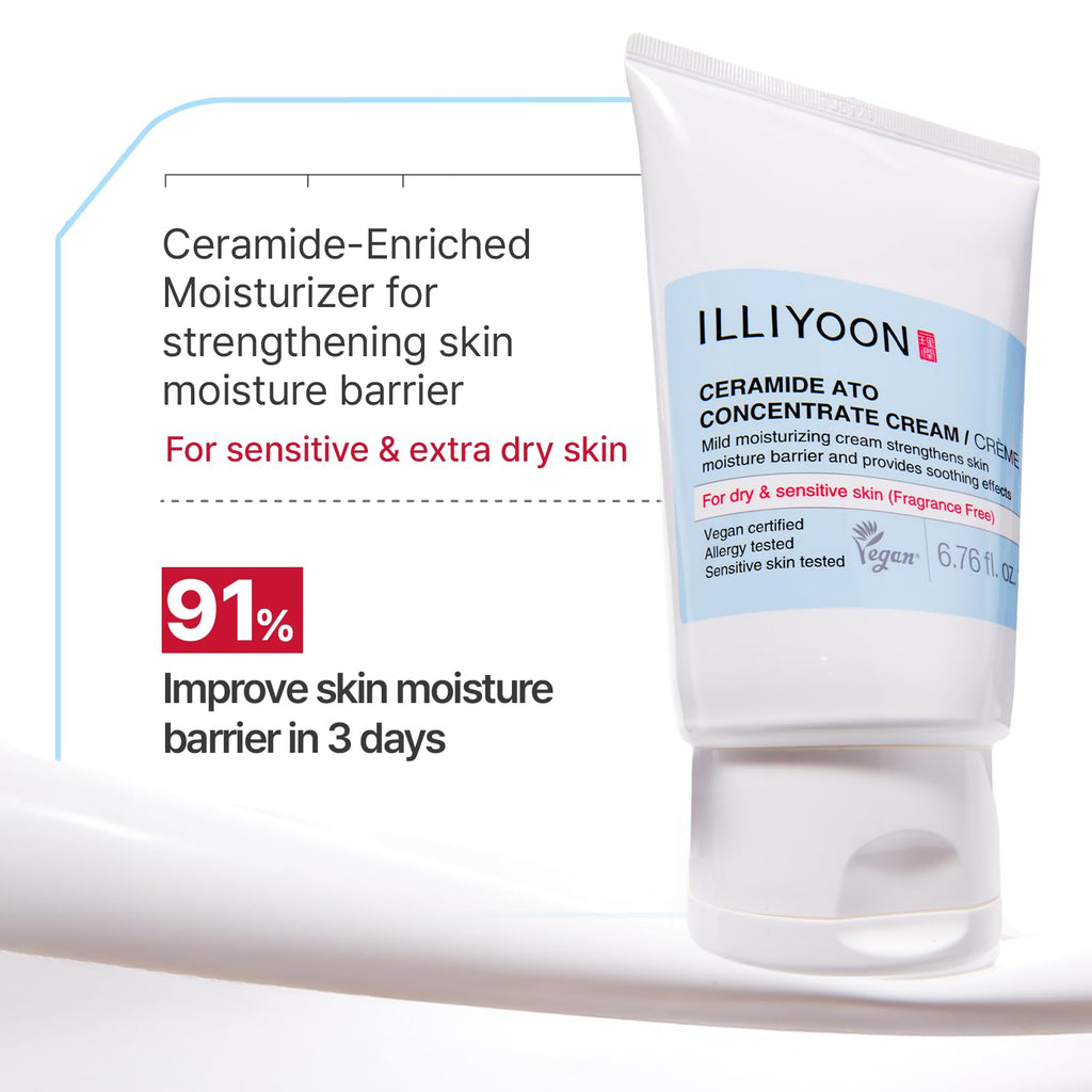 Illiyoon Ceramide Ato Lotion | Lightweight Moisturizer for Dry & Sensitive Skin, Barrier Repair for Face and Body, Mild for Babies, Vegan Certified, Korean Skincare, 2.29 fl.oz. - Jansha Store