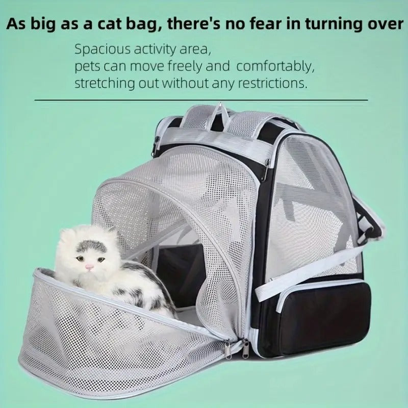 Expandable Cat Backpack Carrier with 3-Sided Mesh-2