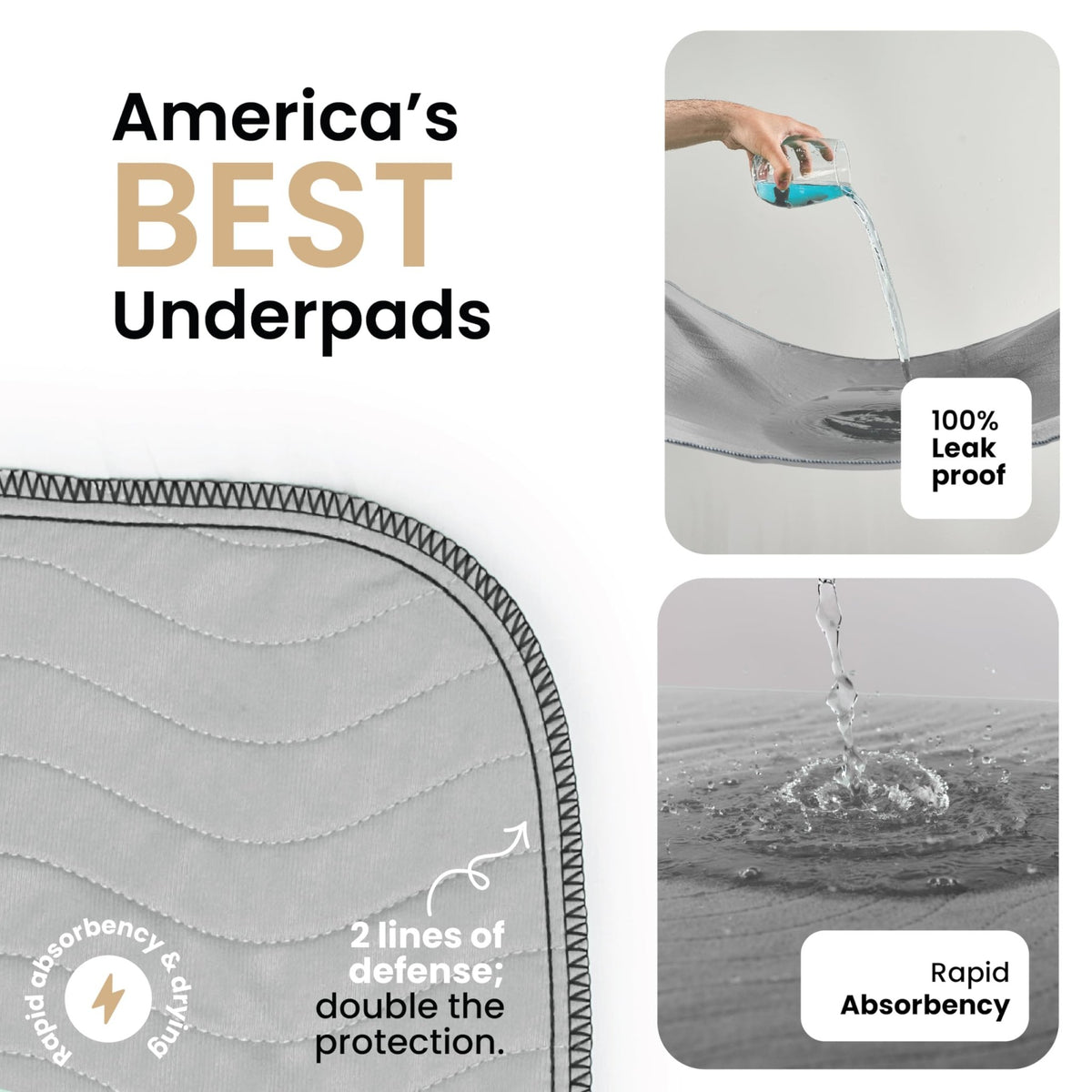 IMPROVIA® Washable Underpads, Heavy Absorbency Reusable Incontinence Pads - Jansha Store
