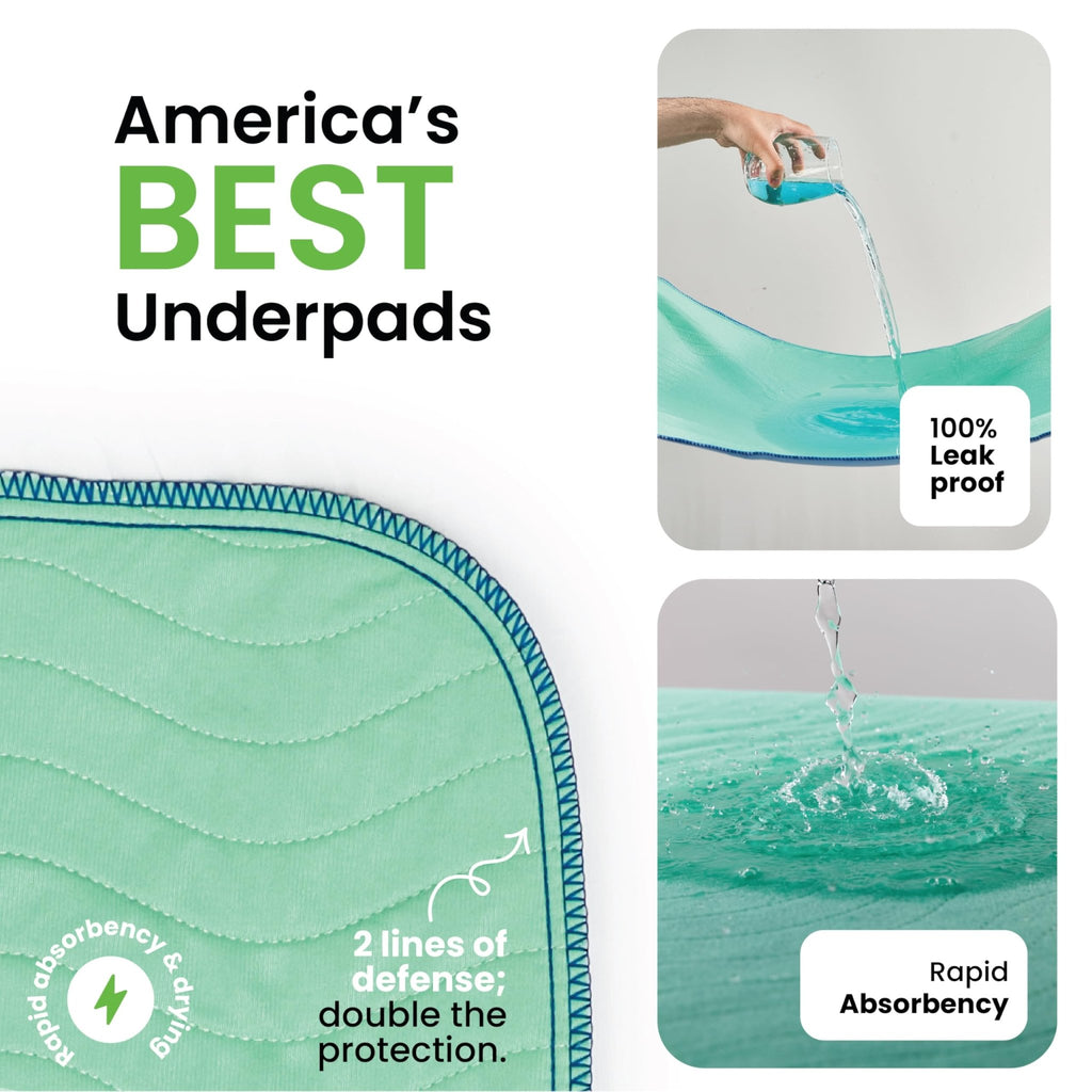 IMPROVIA® Washable Underpads, Heavy Absorbency Reusable Incontinence Pads - Jansha Store