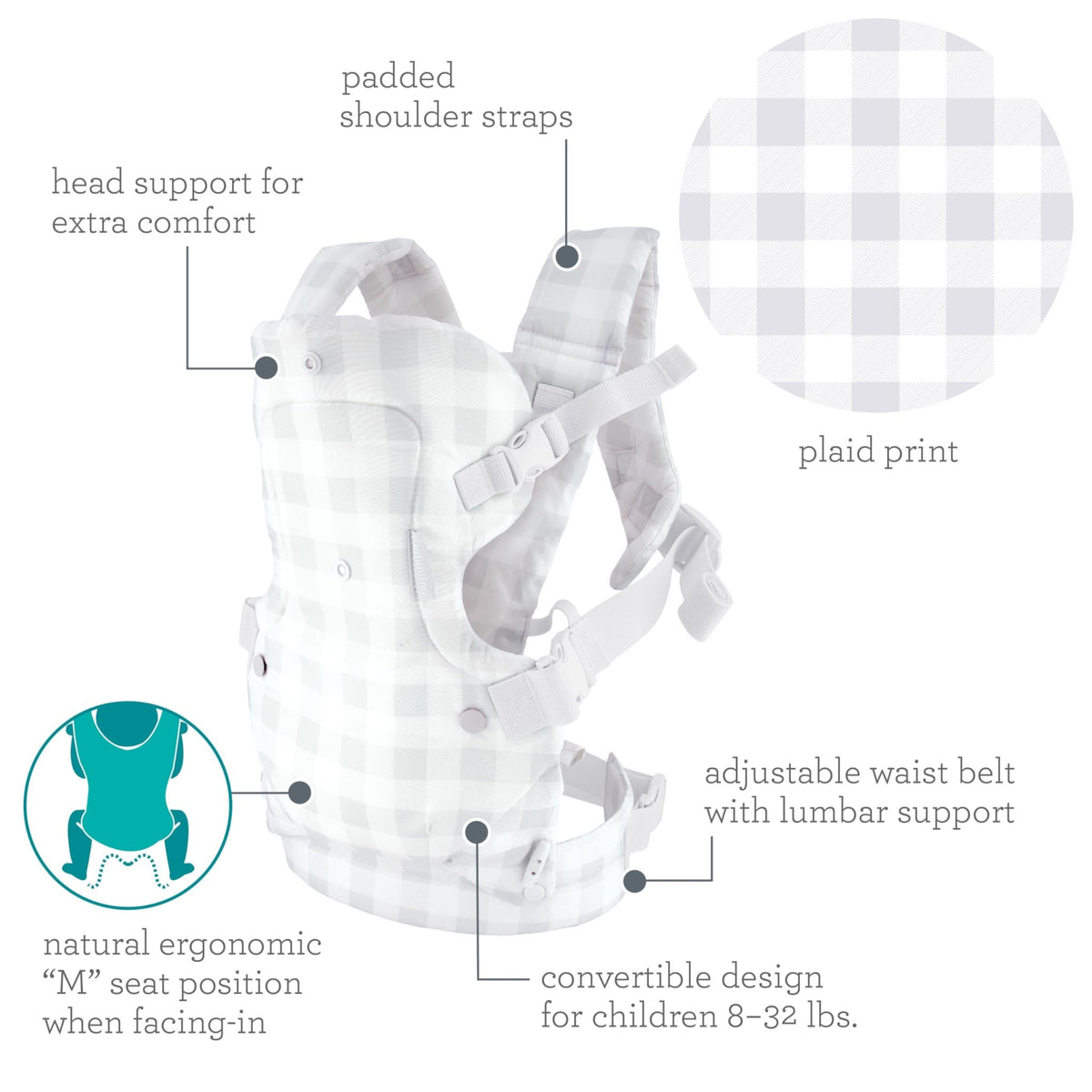 Infantino Flip 4-in-1 Baby Carrier Convertible Ergonomic, Rainbow - Jansha Store