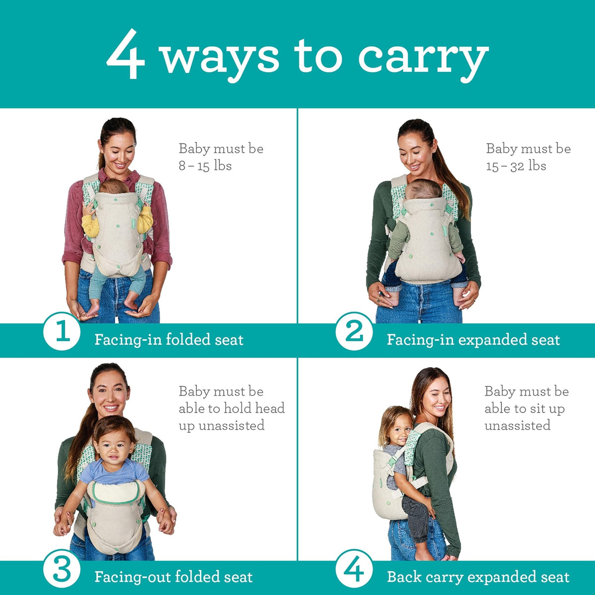 Infantino Flip 4-in-1 Baby Carrier Convertible Ergonomic, Rainbow - Jansha Store